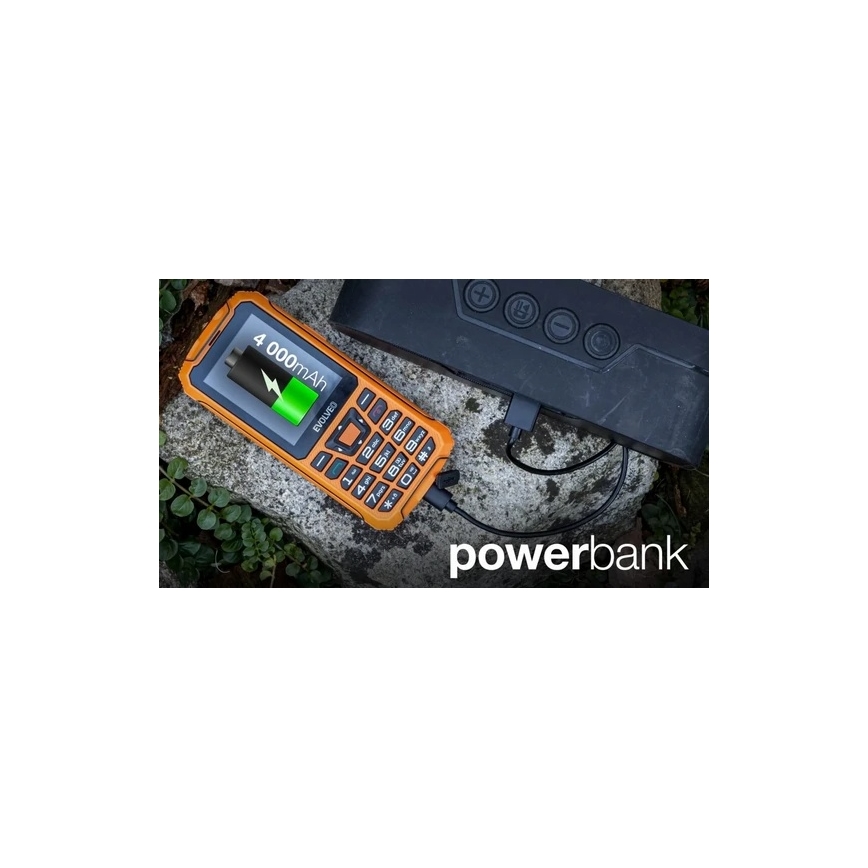 Evolveo - StrongPhone Z6 atsparus vandeniui dviejų SIM kortelių telefonas, oranžinis