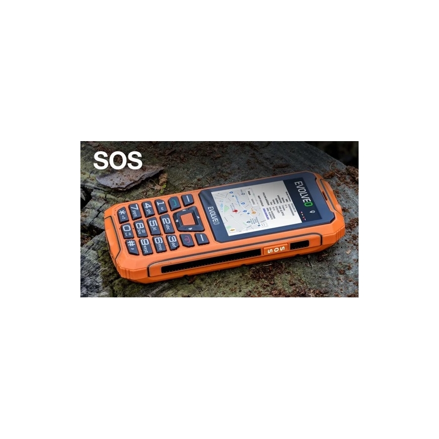 Evolveo - StrongPhone Z6 atsparus vandeniui dviejų SIM kortelių telefonas, oranžinis