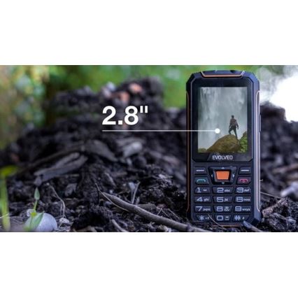 Evolveo - StrongPhone Z6, vandeniui atsparus Dual SIM telefonas, juoda - oranžinė