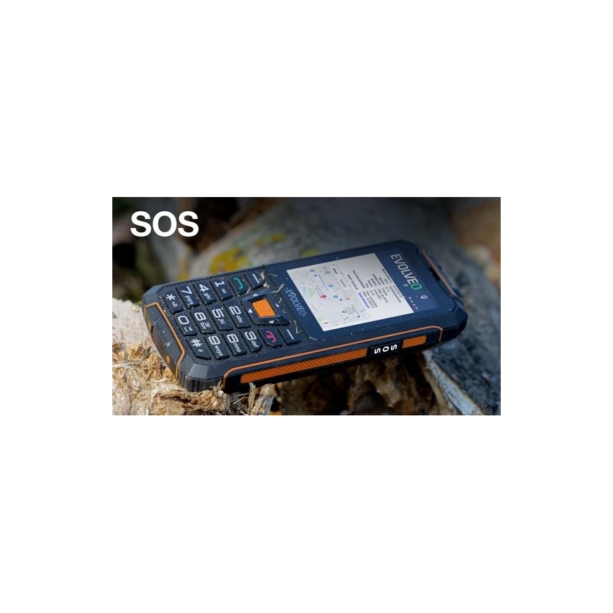 Evolveo - StrongPhone Z6, vandeniui atsparus Dual SIM telefonas, juoda - oranžinė