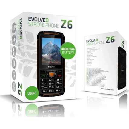 Evolveo - StrongPhone Z6 vandeniui atsparus Dual SIM telefonas juodas/oranžinis