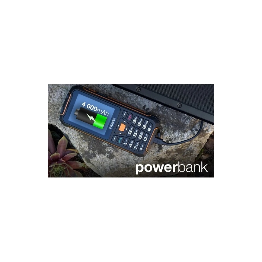 Evolveo - StrongPhone Z6 vandeniui atsparus Dual SIM telefonas juodas/oranžinis
