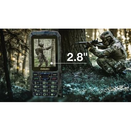 Evolveo - StrongPhone Z6 vandeniui atsparus Dual SIM telefonas, medžioklinis kamufliažas