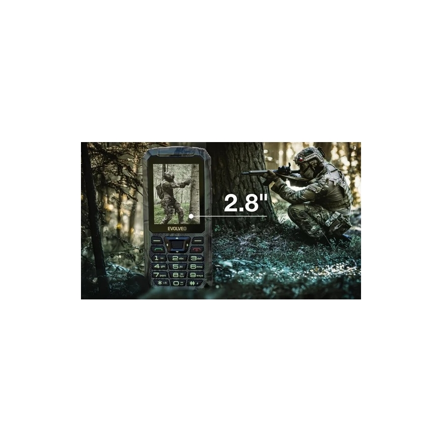 Evolveo - StrongPhone Z6 vandeniui atsparus Dual SIM telefonas, medžioklinis kamufliažas