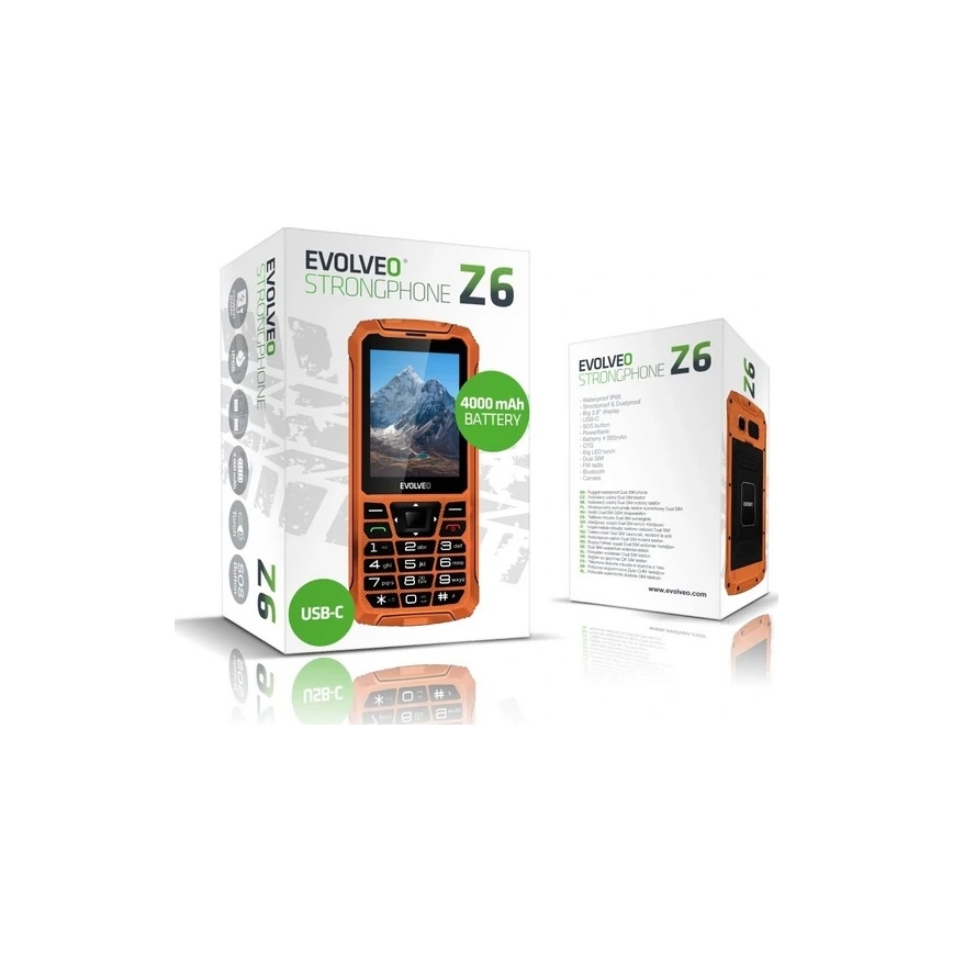Evolveo - StrongPhone Z6, vandeniui atsparus Dual SIM telefonas, oranžinis