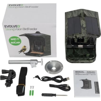 Evolveo - StrongVision BirdFeeder - išmani paukščių lesyklėlė su kamera ir saulės baterija