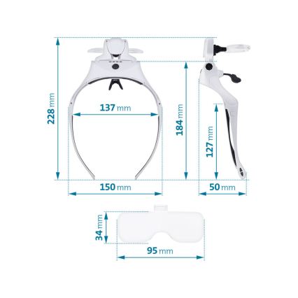 Extol - Įkraunami didinamieji akiniai su lupa ir LED apšvietimu/300 mAh