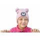 Extol - Kepurė su priekiniu žibintu ir USB įkrovimu 250 mAh rožinė su pomponais vaikiško dydžio