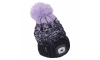 Extol – Kepurė su priekiniu žibintu ir USB įkrovimu 300 mAh mėlyna/violetinė su pomponais UNI dydžio