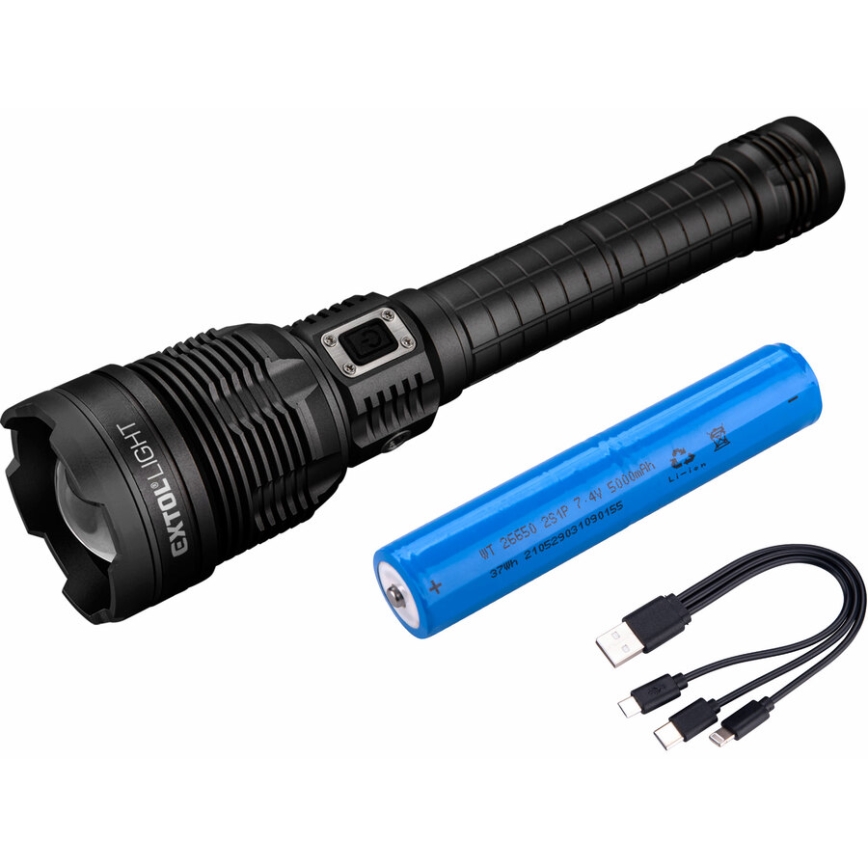 Extol - LED Pritemdomas įkraunamas žibintuvėlis su maitinimo bloku LED/60W/10000 mAh 8000 lm IPX4 juoda