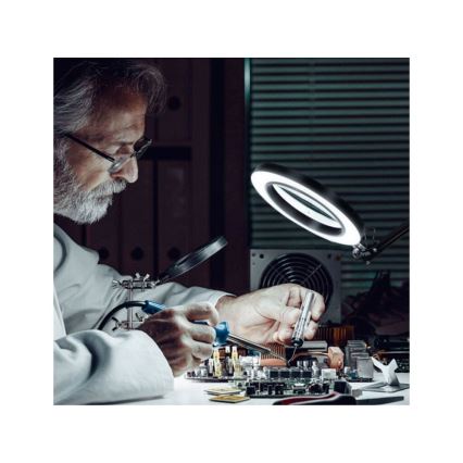 Extol - LED pritemdomas stalinis šviestuvas su padidinamuoju stiklu LED/8W/5V 2900/4500/7500K juoda