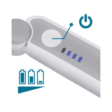 Extol - LED reguliuojama įkraunama sulankstoma lupa su LED apšvietimu/650 mAh balta/pilka