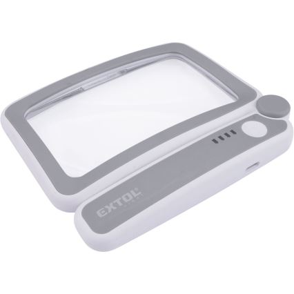 Extol - LED reguliuojama įkraunama sulankstoma lupa su LED apšvietimu/650 mAh balta/pilka