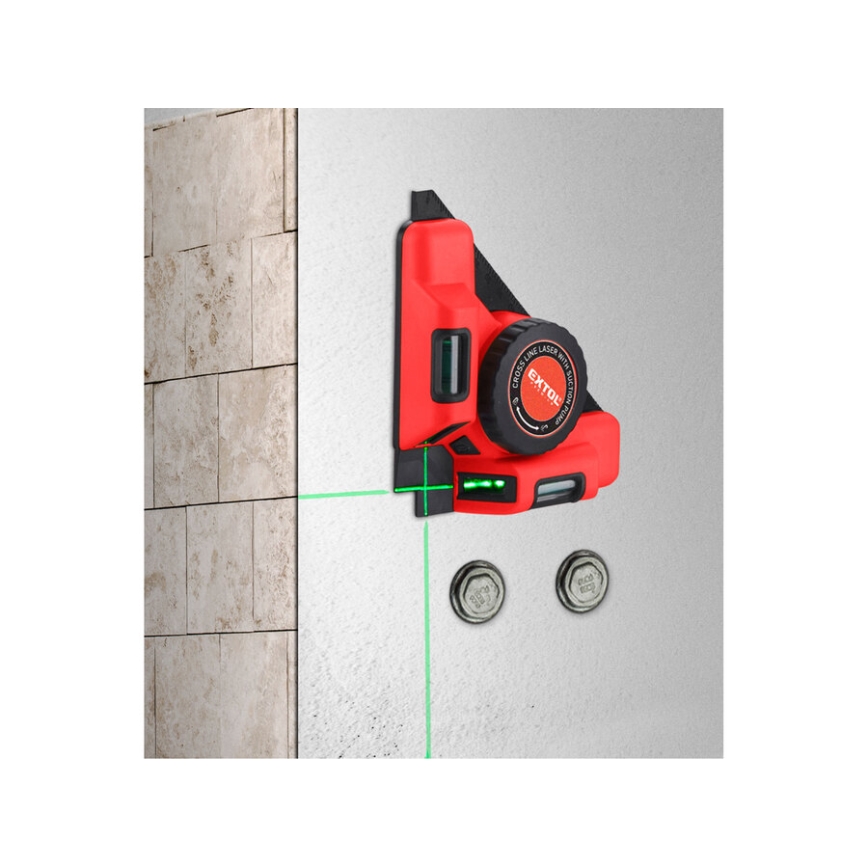 Extol Premium - lazerinis 90° kampamatis su elektriniu siurbimo moduliu 5V/1000 mAh