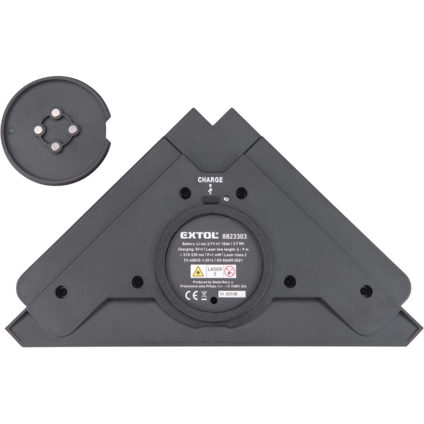 Extol Premium - lazerinis 90° kampamatis su elektriniu siurbimo moduliu 5V/1000 mAh