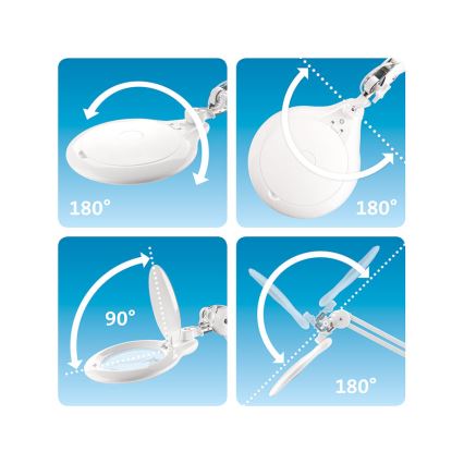 Extol - reguliuojama LED stalinė lempa su lupa LED/10W/230V balta