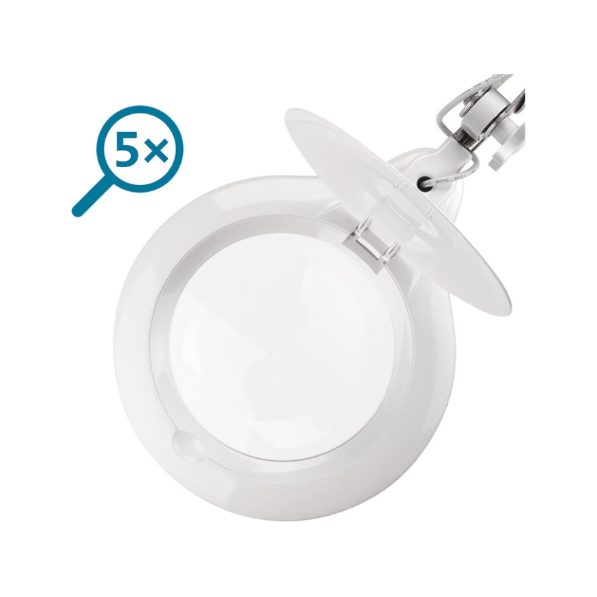 Extol - reguliuojama LED stalinė lempa su lupa LED/10W/230V balta