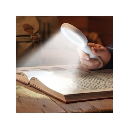 Extol - reguliuojamo ryškumo įkraunama lupa su LED apšvietimu/650 mAh balta/pilka