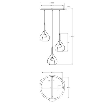 Fabas Luce 3481-47-297 - Pakabinamas sietynas LILA 3xE27/40W/230V auksas/pilka/permatoma