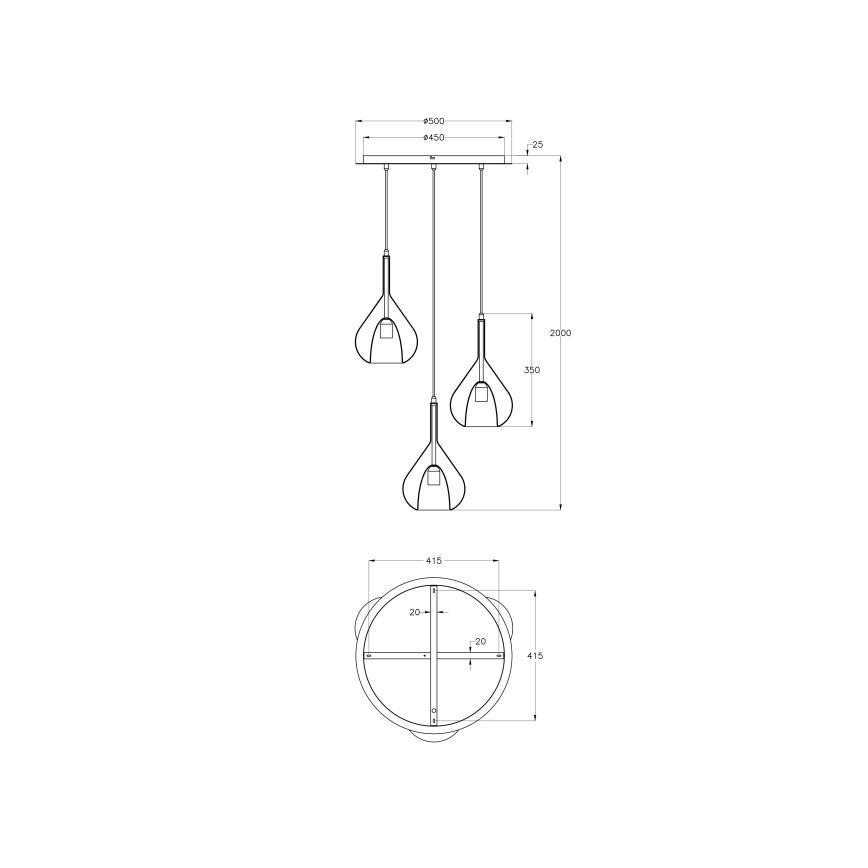 Fabas Luce 3481-47-297 - Pakabinamas sietynas LILA 3xE27/40W/230V auksas/pilka/permatoma