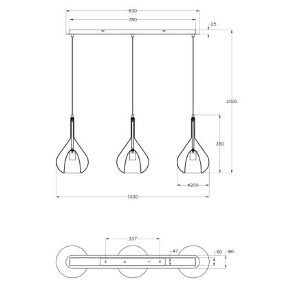 Fabas Luce 3481-48-297 - Pakabinamas sietynas LILA 3xE27/40W/230V permatoma/auksas/pilka