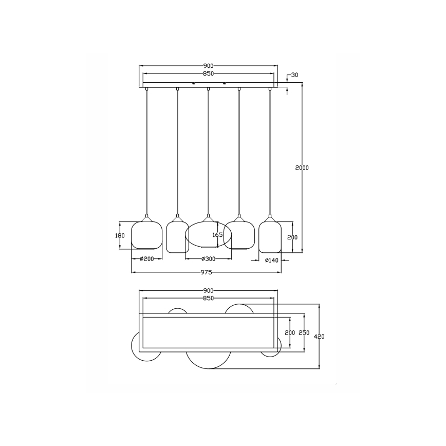 Fabas Luce 3627-48-126 - Pakabinamas sietynas GILLIS 5xE27/40W/230V pilka/juoda