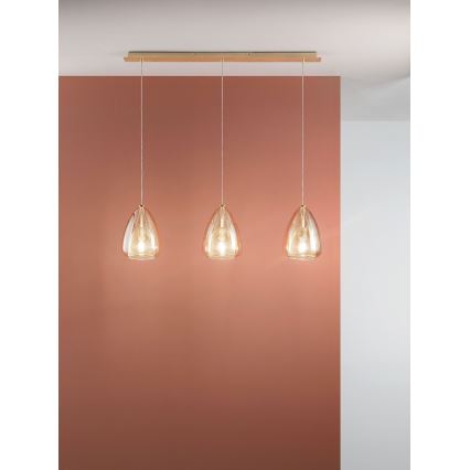 Fabas Luce 3673-48-125 - Pakabinamas sietynas BRITTON 3xE27/40W/230V auksas