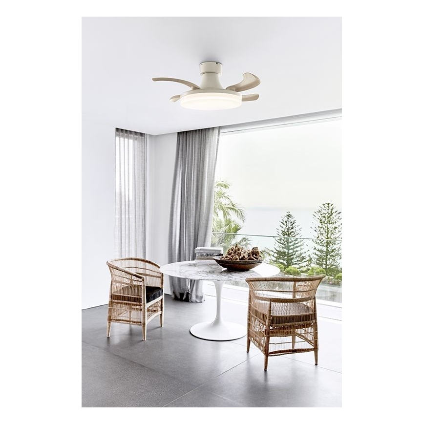 FANAWAY 210664 - LED Reguliuojamas lubinis ventiliatorius ORBIT LED/25W/230V smėlio spalva/balta + nuotolinio valdymo pultas