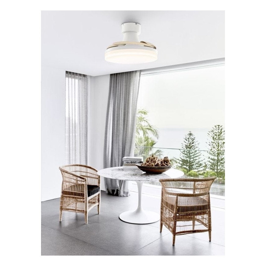 FANAWAY 210664 - LED Reguliuojamas lubinis ventiliatorius ORBIT LED/25W/230V smėlio spalva/balta + nuotolinio valdymo pultas