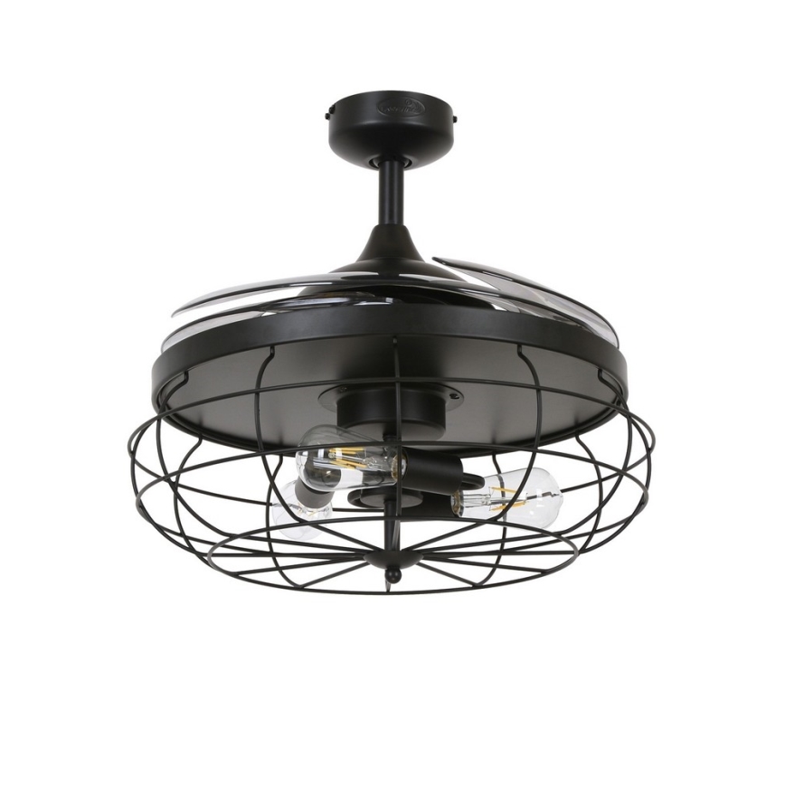 FANAWAY 212920 - LED lubinis ventiliatorius INDUSTRI 3xE27/4W/230V juoda + nuotolinio valdymo pultas