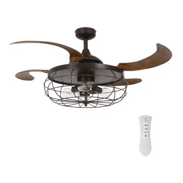 FANAWAY 212921 - LED Lubinis ventiliatorius INDUSTRI 3xE27/4W/230V rudos spalvos + nuotolinis valdymas