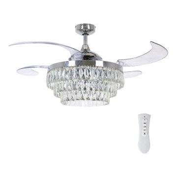 FANAWAY 212923 - LED lubinis ventiliatorius VEIL 6xE14/4,5W/230V blizgus chromas + nuotolinio valdymo pultas