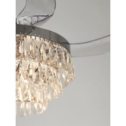 FANAWAY 212923 - LED lubinis ventiliatorius VEIL 6xE14/4,5W/230V blizgus chromas + nuotolinio valdymo pultas