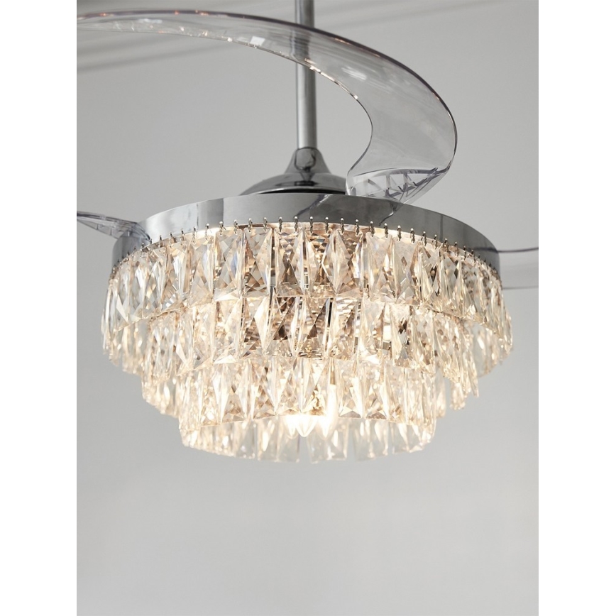 FANAWAY 212923 - LED lubinis ventiliatorius VEIL 6xE14/4,5W/230V blizgus chromas + nuotolinio valdymo pultas