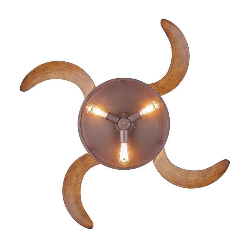FANAWAY 212925 - LED lubinis ventiliatorius CLASSIC 3xE27/4W/230V ruda + nuotolinio valdymo pultas