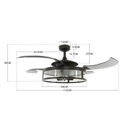 FANAWAY 212927 - LED lubinis ventiliatorius CLASSIC 3xE27/4W/230V juoda + nuotolinio valdymo pultas