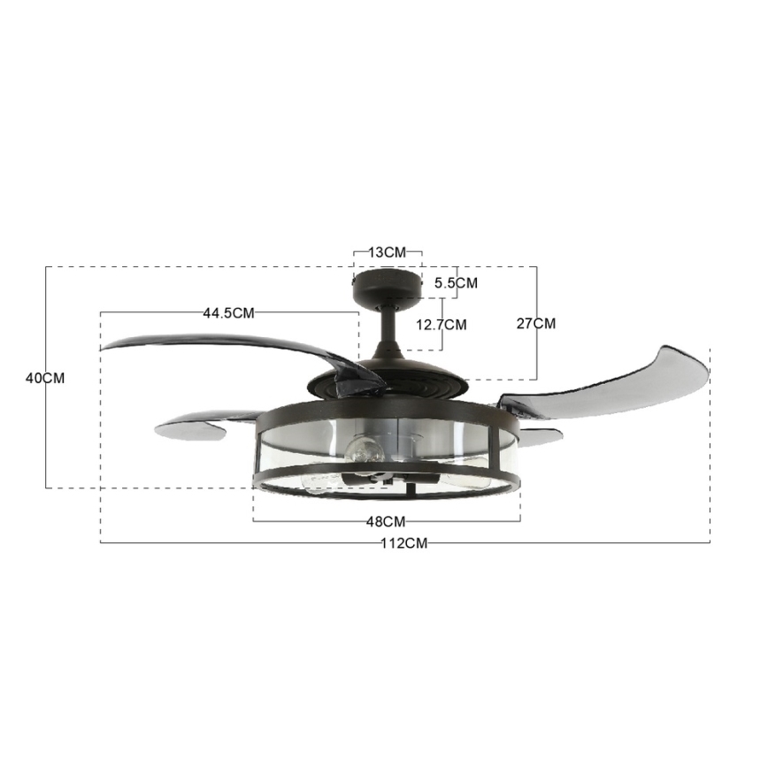 FANAWAY 212927 - LED lubinis ventiliatorius CLASSIC 3xE27/4W/230V juoda + nuotolinio valdymo pultas