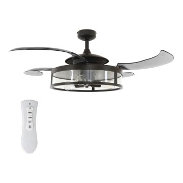 FANAWAY 212927 - LED lubų ventiliatorius CLASSIC 3xE27/4W/230V juodas, skersmuo 112 cm + su nuotoliniu pulteliu