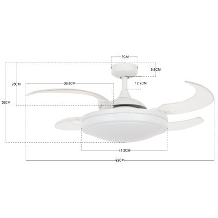 FANAWAY 212980 - Lubinis ventiliatorius EVORA 2xE27/15W/230V balta + nuotolinio valdymo pultas
