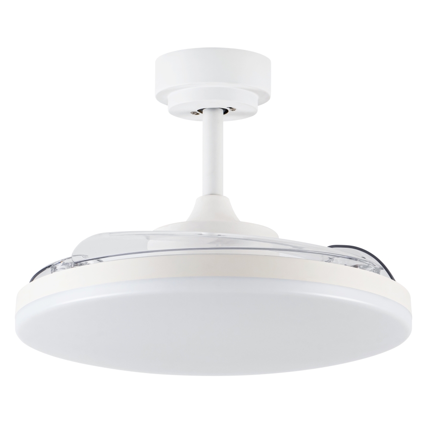 FANAWAY 21612949 - LED Reguliuojamas lubinis ventiliatorius STROLL LED/30W/230V 2700/3500/5000K diametras 106 cm balta/permatoma + nuotolinio valdymo pultas