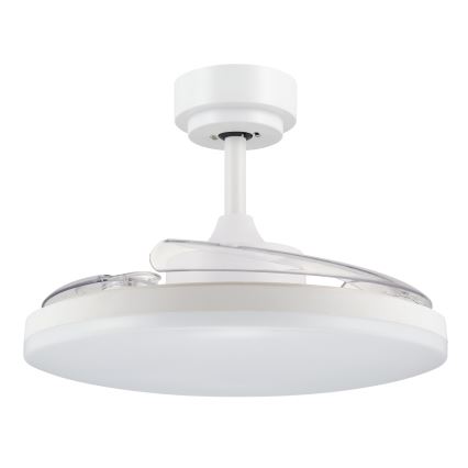 FANAWAY 21612949 - LED Reguliuojamas lubinis ventiliatorius STROLL LED/30W/230V 2700/3500/5000K diametras 106 cm balta/permatoma + nuotolinio valdymo pultas