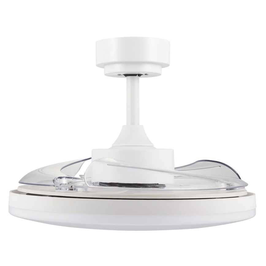 FANAWAY 21612949 - LED Reguliuojamas lubinis ventiliatorius STROLL LED/30W/230V 2700/3500/5000K diametras 106 cm balta/permatoma + nuotolinio valdymo pultas