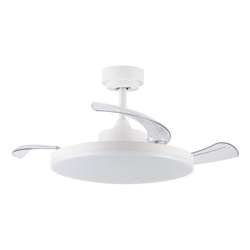 FANAWAY 21612949 - LED Reguliuojamas lubinis ventiliatorius STROLL LED/30W/230V 2700/3500/5000K diametras 106 cm balta/permatoma + nuotolinio valdymo pultas