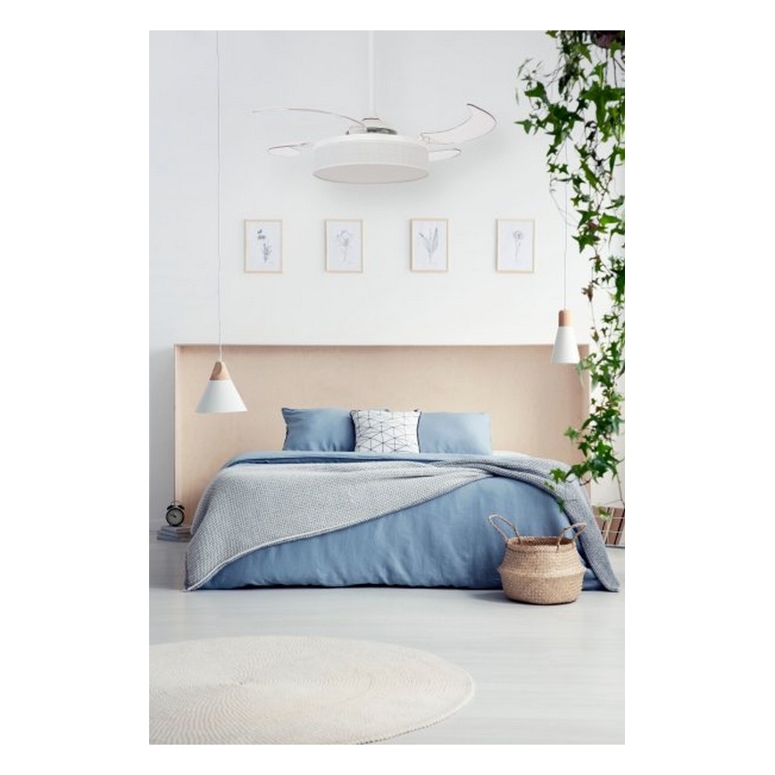 FANAWAY 511030 - LED lubinis ventiliatorius FRASER 3xE27/20W/230V balta + nuotolinio valdymo pultas