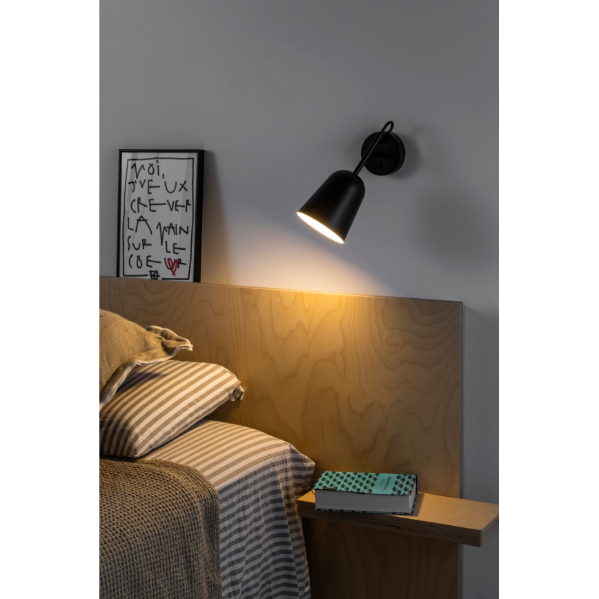 FARO 28257 - Sieninis šviestuvas STUDIO 1xE14/8W/230V juoda