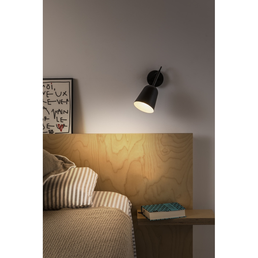 FARO 28257 - Sieninis šviestuvas STUDIO 1xE14/8W/230V juoda