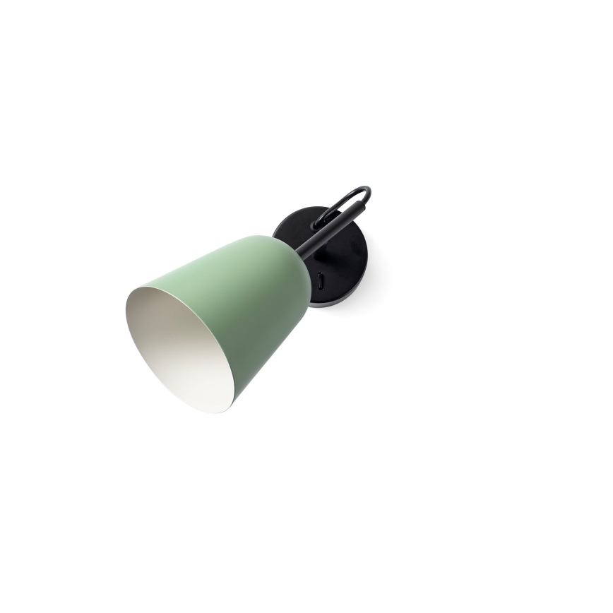 FARO 28259 - Sieninis šviestuvas STUDIO 1xE14/8W/230V žalia/juoda