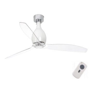 FARO 32020 - Lubinis ventiliatorius MINI ETERFAN baltas/skaidrus, skersmuo 128 cm + nuotolinio valdymo pultas