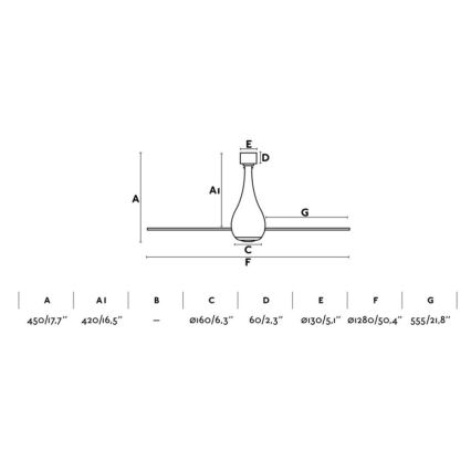 FARO 32030 - Lubinis ventiliatorius MINI ETERFAN juoda diametras 128 cm + nuotolinio valdymo pultas