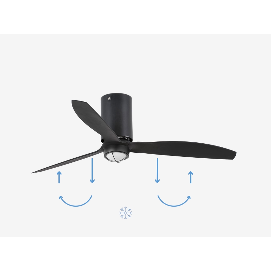 FARO 32043WP-10 - LED Lubinis ventiliatorius MINI TUBE FAN M LED/16W/230V juodas d. 128 cm SMART + valdymo pultas